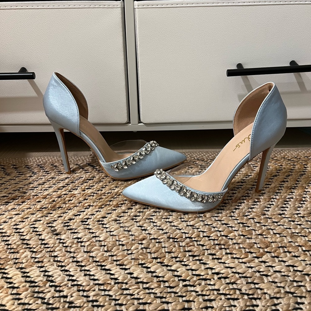 Lulu's Light Blue Heels with Rhinestone Accents - Picture 3 of 4